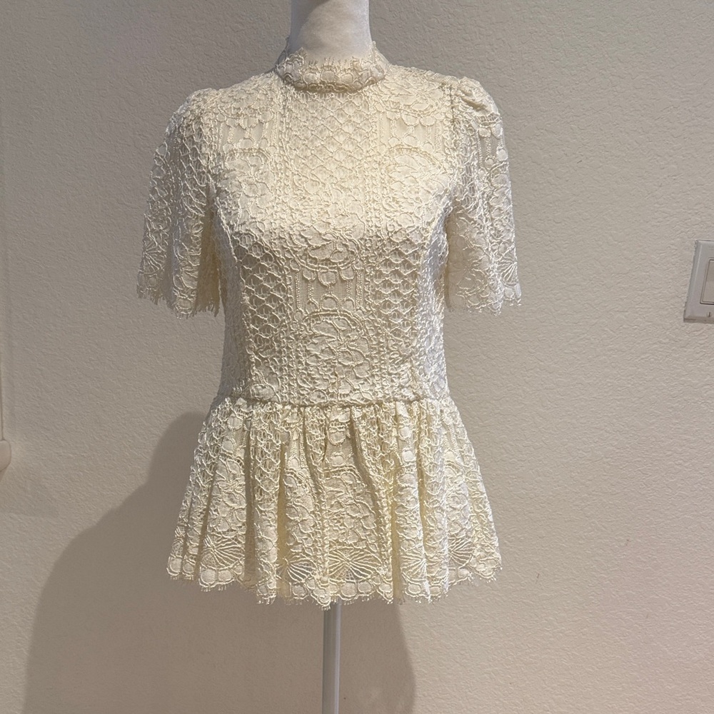 Alexis Ivory Lace Peplum Blouse